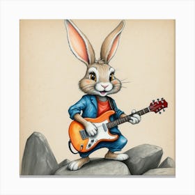 Bunny With Guitar Canvas Print