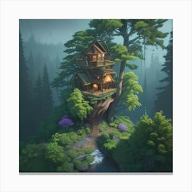 Tree House In The Forest 1 Canvas Print