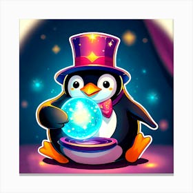 Penguin Magician Canvas Print