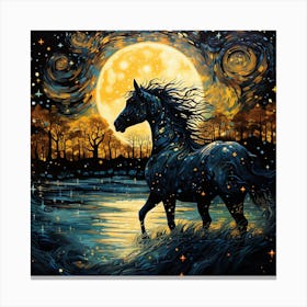 Wild Stallion At Night Canvas Print