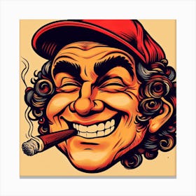 Cartoon Man Smoking A Cigar Canvas Print