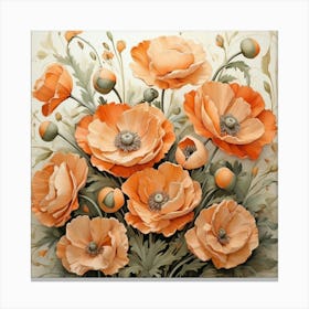 Apricot Poppies Art Print 1 Canvas Print