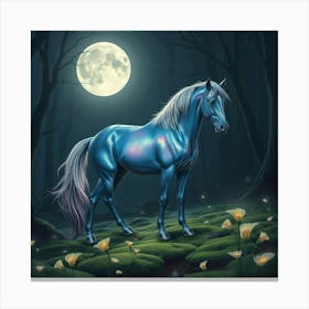 Blue Horse In The Forest 7 Canvas Print