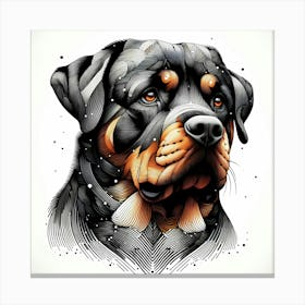 Rottweiler Dog Head - Abstract Line Art Illustration 58 Canvas Print