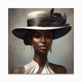 Black Woman In A Hat Canvas Print