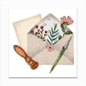 Summer floral in letter envelope Canvas Print