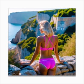 Blond Woman In Bikini Canvas Print
