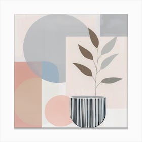 Elegant Simplicity: Minimalist Plant in Pastel Hues Canvas Print