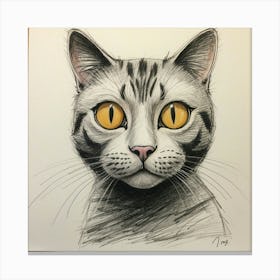 Cat With Yellow Eyes Canvas Print