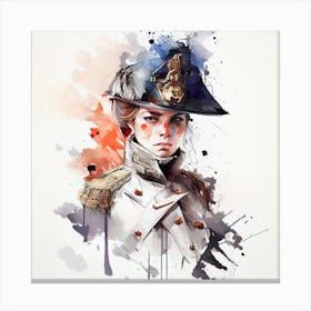Watercolor Napoleonic Soldier Woman #4 Canvas Print