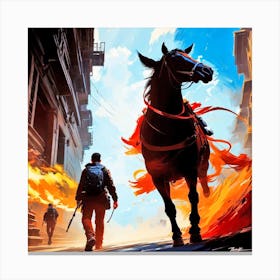 Man Riding A Horse 3 Canvas Print