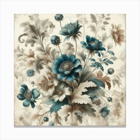 Elegant Botanical Harmony, A Vintage Floral 3 Canvas Print