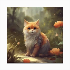 Orange Cat In The Forest Canvas Print