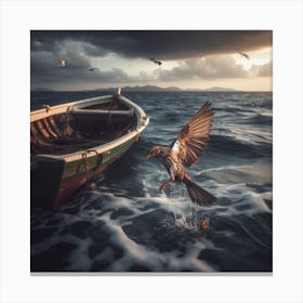 Bird In The Water Canvas Print