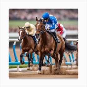 Jockeys In A Race Canvas Print