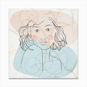Marble Girl line art Portrait Of A Woman Canvas Print