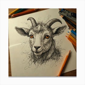 Goat Drawing 16 Canvas Print