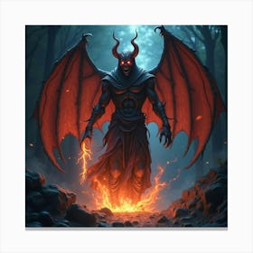 Demon Soul Flickering With Magic In A Glowing Abyss 1 Canvas Print