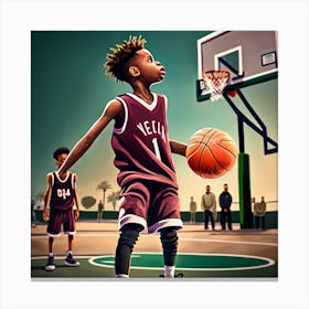 Basketball Player Dribbling 6 Canvas Print