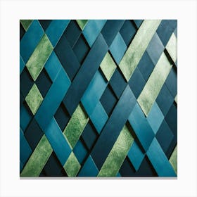 Blue And Green Tiled Wall Canvas Print