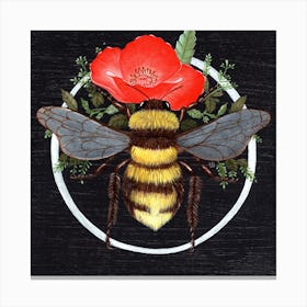 Poppy Bee Square Canvas Print
