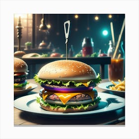 Hamburgers In A Restaurant 5 Canvas Print