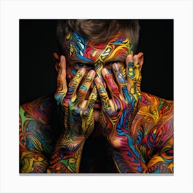 Man With Colorful Body Paint 888 Canvas Print