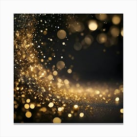 Golden Sparkles On Black Background Canvas Print