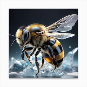 Bee On Ice Canvas Print