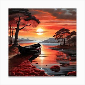 Leonardo Diffusion Xl A Landscape Of Dreams A Black Boat Sunse 1 (2) Canvas Print