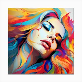 Colorful Girl With Colorful Hair Canvas Print