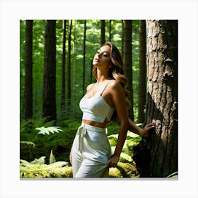 Beautiful Woman In The Forest 9 Canvas Print