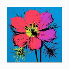 Andy Warhol Style Pop Art Flowers Love In A Mist Nigella 3 Square Canvas Print