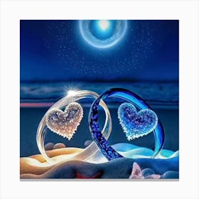 Two Hearts In The Sand Canvas Print