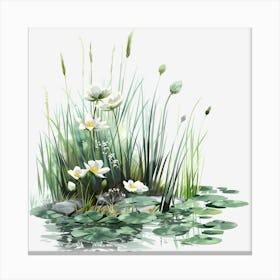 Springtime-Duck-Pond-Clipart.11 Canvas Print