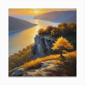 Sunset Over The Hudson River Canvas Print