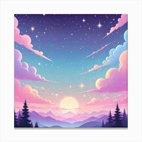 Sky With Twinkling Stars In Pastel Colors Square Composition 256 Canvas Print