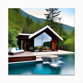 Modern House With Pool Canvas Print