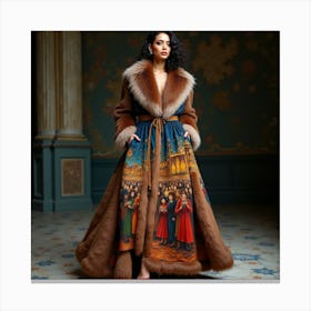 Woman In A Fur Coat Canvas Print