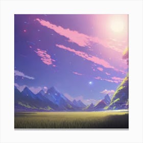 Landscape With Mountains Hyper-Realistic Anime Portraits Canvas Print