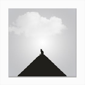 Silhouette Of A Cat On A Roof Canvas Print