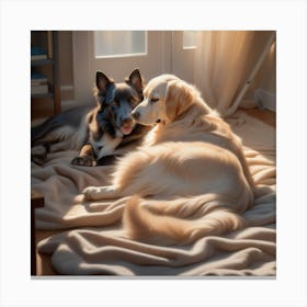 A Photography Masterpiece Of Your Beloved Fur Babies Embraced In A Loving Pose Within The Comfort O Canvas Print