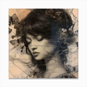 Ink Dark Portrait Of Girl Canvas Print