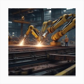 Robots In The Factory Canvas Print