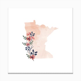 Minnesota Watercolor Floral State Canvas Print