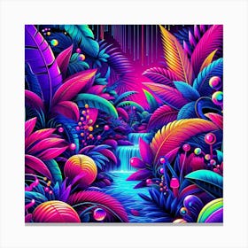 Psychedelic neon Jungle Canvas Print