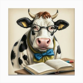 Cow With Glasses 3 Canvas Print