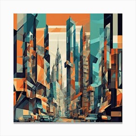 Dystopian Metropolis Cubism Style Canvas Print