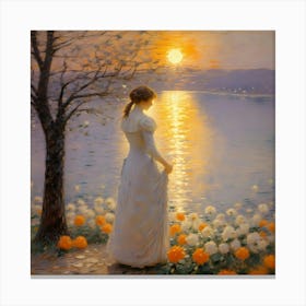 Woman In A White Dress Canvas Print