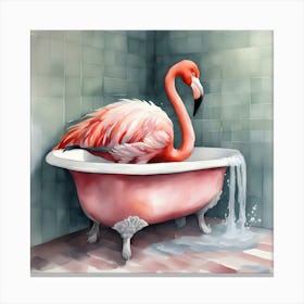 Flamingo In Bathtub 1 Canvas Print